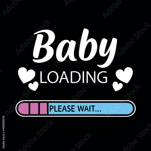 Baby Loading Please Wait Pregnancy Announcement Cute Footprints Heart Tee
