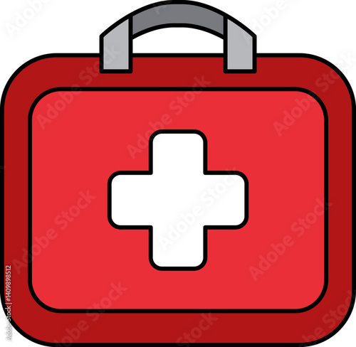 single icon of red medical kit box
