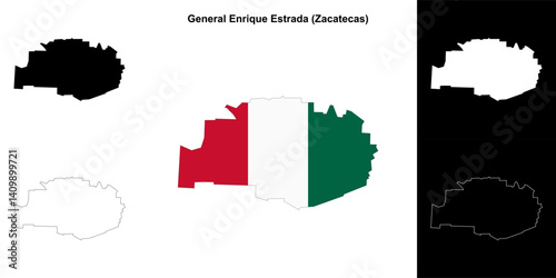 General Enrique Estrada municipality (Zacatecas) outline map set