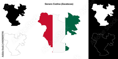 Genaro Codina municipality (Zacatecas) outline map set
