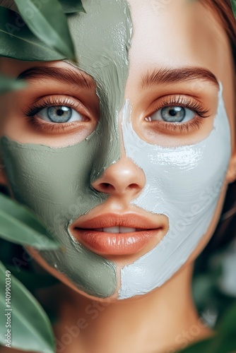 A close-up view of a person's face as they undergo a relaxing facial