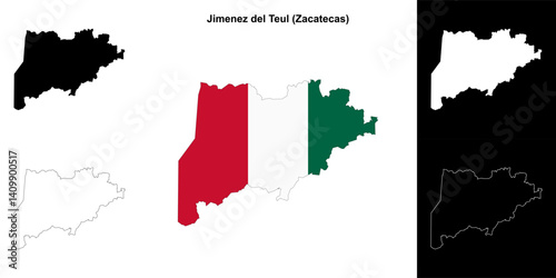 Jimenez del Teul municipality (Zacatecas) outline map set