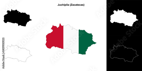 Juchipila municipality (Zacatecas) outline map set