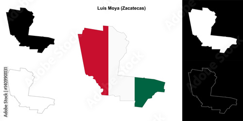 Luis Moya municipality (Zacatecas) outline map set