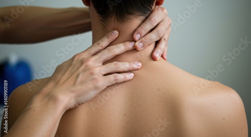 Obraz na płótnie Neck massage being performed by hands w salonie