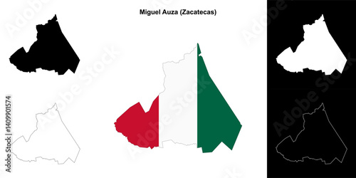 Miguel Auza municipality (Zacatecas) outline map set