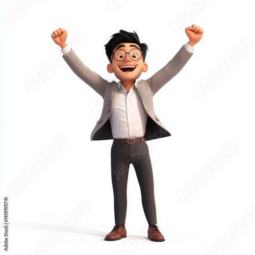 Excited Animated Character Celebrating Success and Achievement