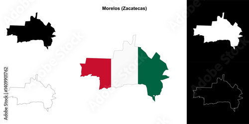 Morelos municipality (Zacatecas) outline map set