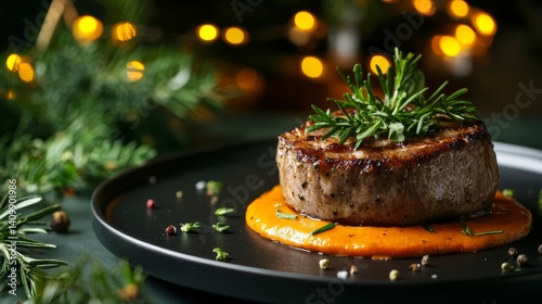 A gourmet dish captured in a professionally styled photo with flawless lighting