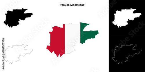 Panuco municipality (Zacatecas) outline map set