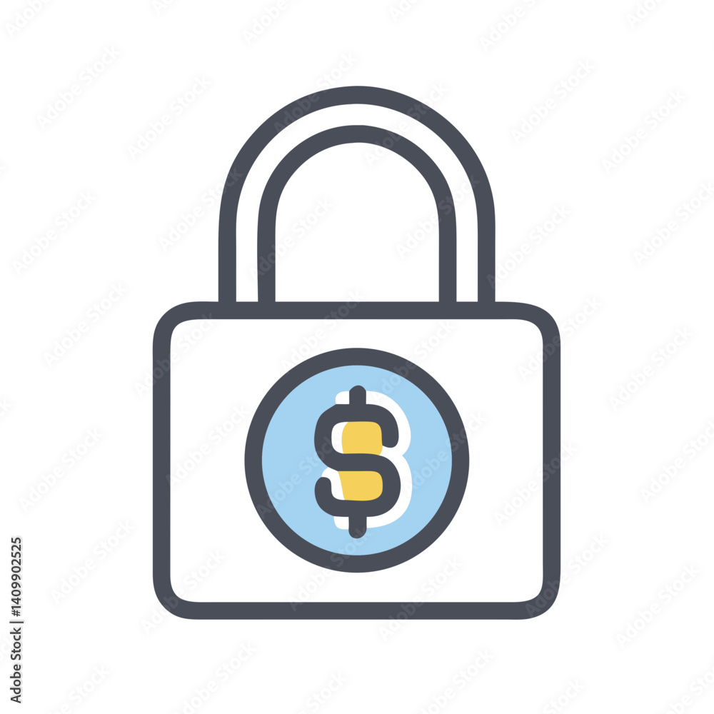 Padlock with Dollar Icon Representing Financial Security and Secure Payment Padlock with Dollar Icon Representing Financial Security and Secure Payment