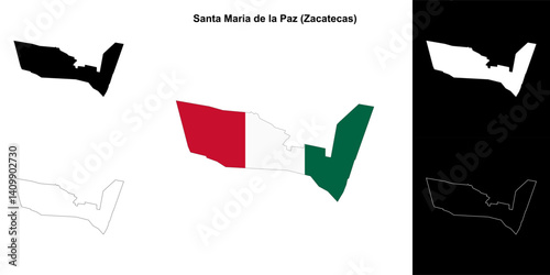 Santa Maria de la Paz municipality (Zacatecas) outline map set