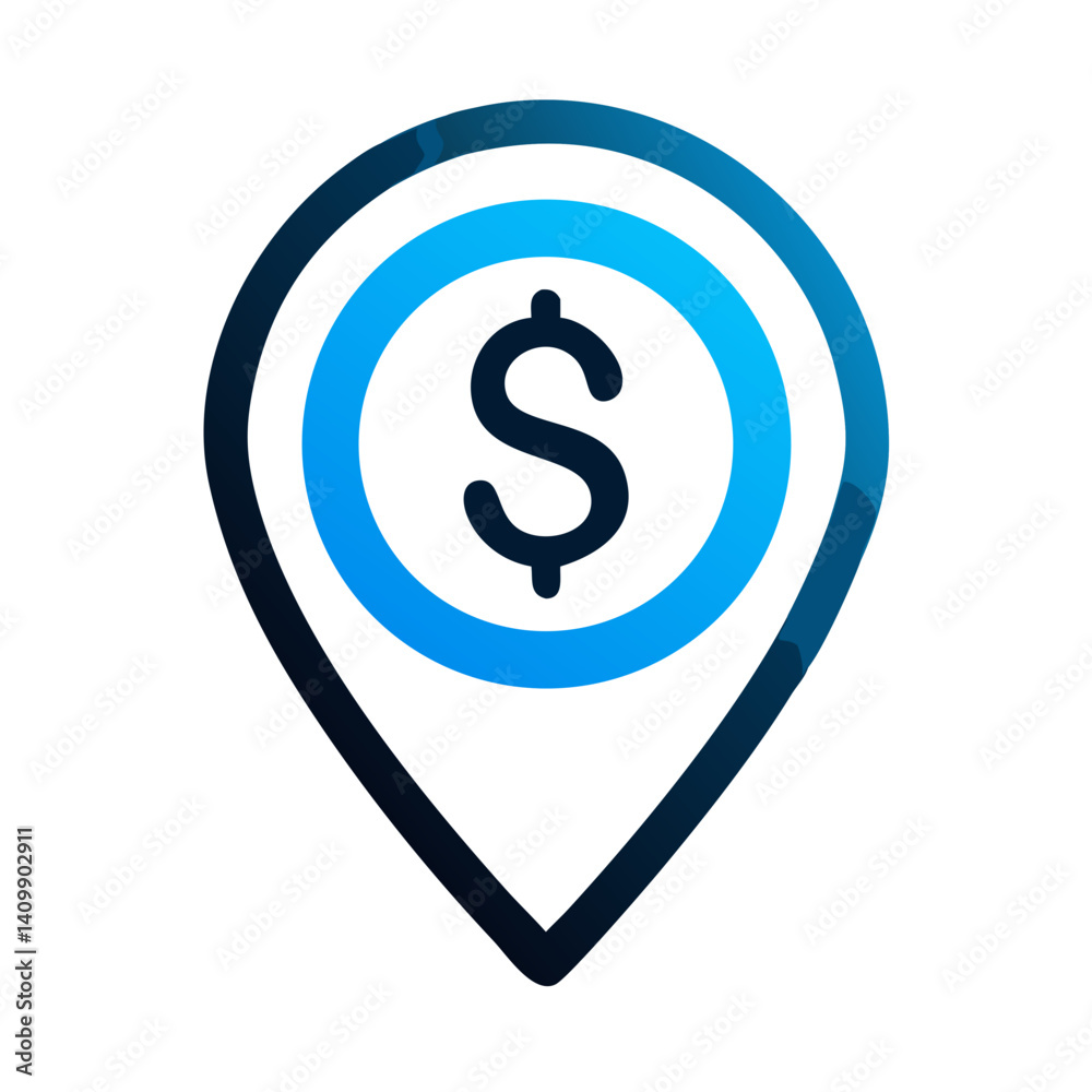 Dollar Map Pin Icon Representing Financial Location and Business Investment Spot Dollar Map Pin Icon Representing Financial Location and Business Investment Spot