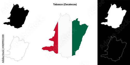 Tabasco municipality (Zacatecas) outline map set