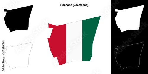 Trancoso municipality (Zacatecas) outline map set