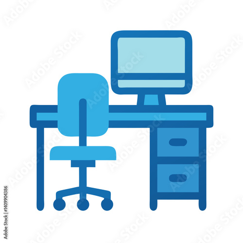 Workstation Desk Icon Representing Office Furniture and Work Environment Setup