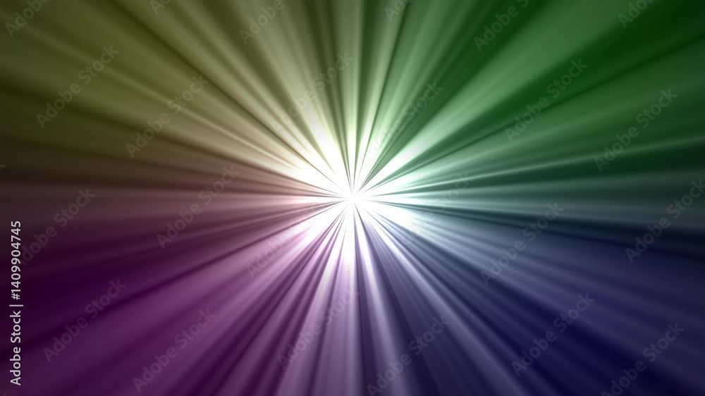 Colorful laser light beams taken in the dark room Esplosione di luce verde su fondo nero on the black background 