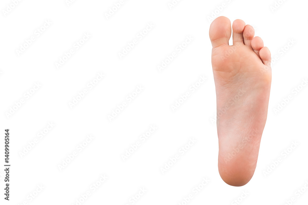 foot isolated on white background. sole of the foot on white.