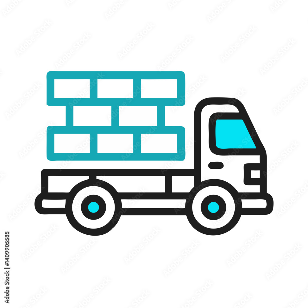 Construction Truck with Bricks Icon Representing Material Transport, Building, and Construction Projects Construction Truck with Bricks Icon Representing Material Transport, Building, and Construction Projects