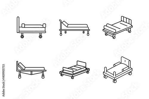 adjustable bed line art vector illustration
