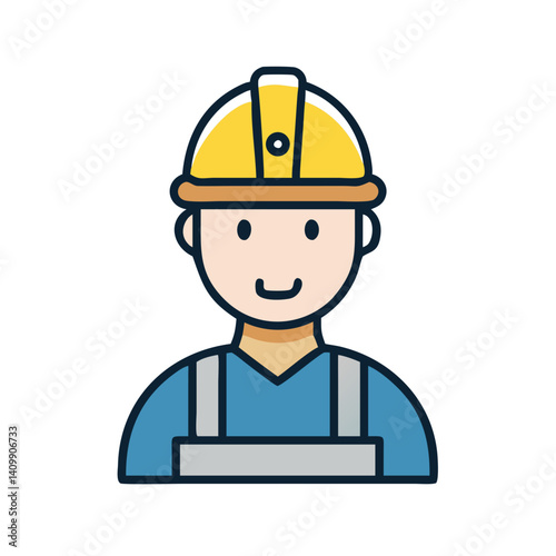 Male Builder Avatar Icon Representing Construction Worker, Trade, and Skilled Labor