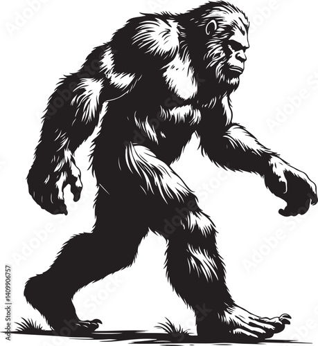 Walking Bigfoot Silhouette – Mythical Creature Illustration

Sasquatch in Motion – Hand-Drawn Forest Legend Art

Monochrome Yeti Sketch – Cryptid in the Wild

