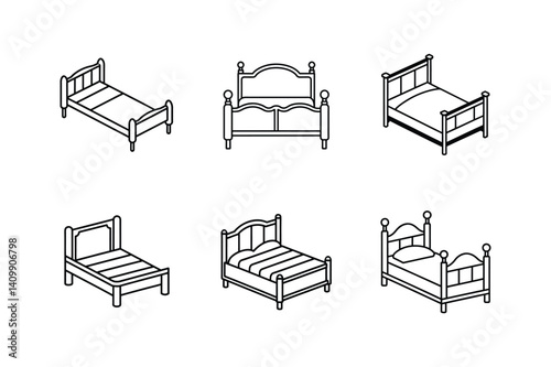 bed frame line art vector illustration