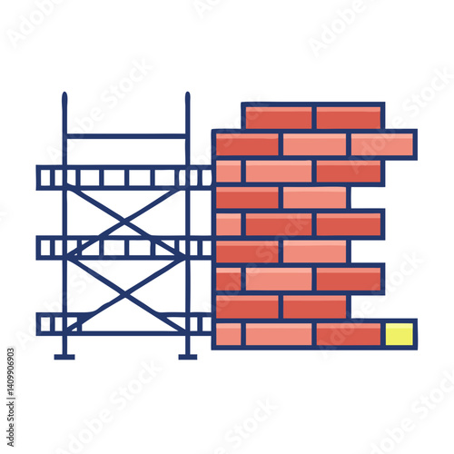 Brick Wall with Trowel Icon Representing Masonry, Construction, and Building Work