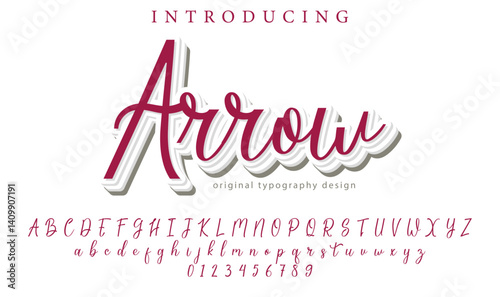 Arrow Font Stylish brush painted an uppercase vector letters, alphabet, typeface