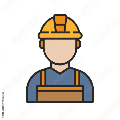 Male Builder Avatar Icon Representing Construction Worker, Trade, and Skilled Labor
