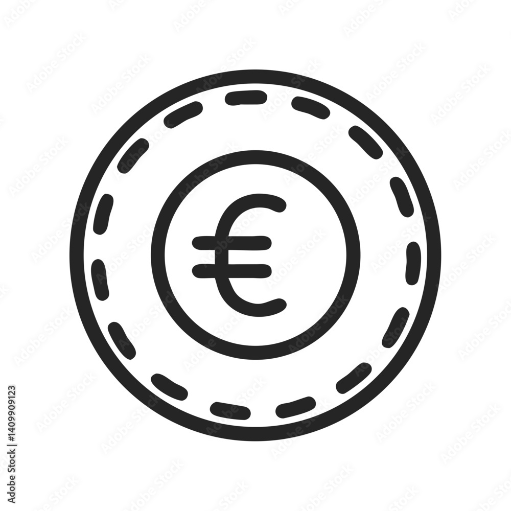 Euro Coin Icon Representing European Currency, Money Savings, and Financial Transactions Euro Coin Icon Representing European Currency, Money Savings, and Financial Transactions