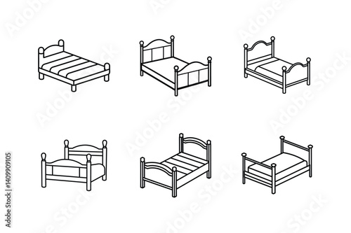 bed frame icon line art vector illustration