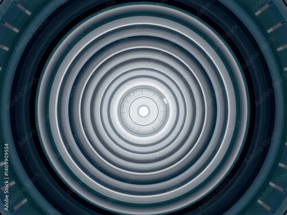 A large, circular image with a grayish blue color. The image has a circular shape and is surrounded by a white background. The image has a mysterious and intriguing feel to it