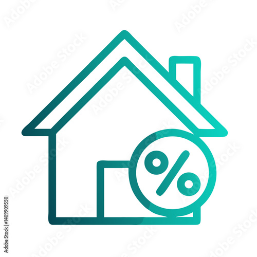House with Percentage Symbol Icon Representing Mortgage Rates, Property Loans, and Housing Finance