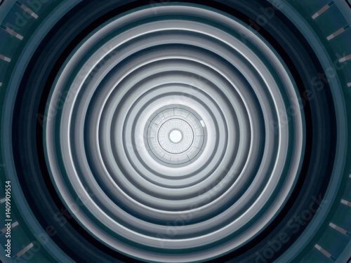 Obraz na płótnie A large, circular image with a grayish blue color. The image has a circular shape and is surrounded by a white background. The image has a mysterious and intriguing feel to it w salonie