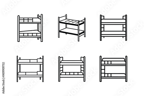 bunk bed line art vector illustration