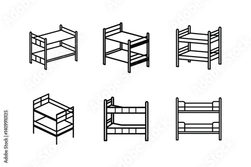 bunk bed icon line art vector illustration
