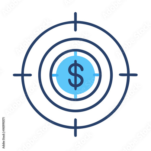 Dollar Target Icon Representing Financial Goals, Investment Planning, and Profit Strategy