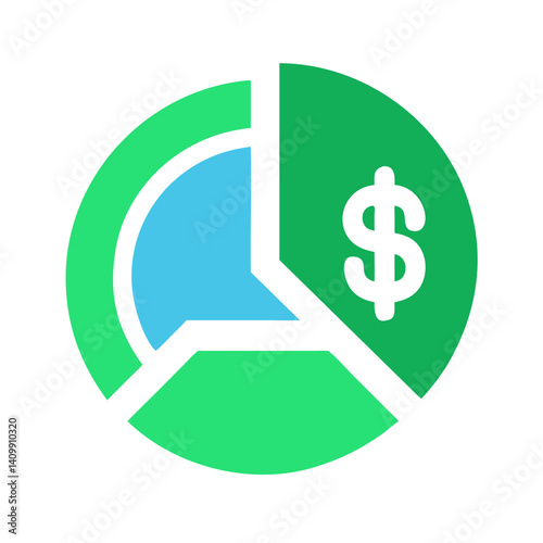 Pie Chart Icon Representing Data Distribution and Financial Analysis