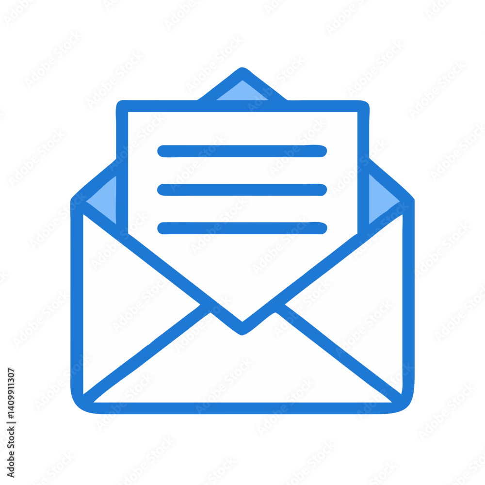 Open Envelope with Letter Icon Representing Received Mail and Message Notification Open Envelope with Letter Icon Representing Received Mail and Message Notification