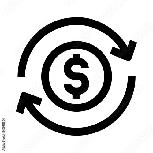 Dollar Symbol in Arrows Icon Representing Money Flow and Financial Exchange