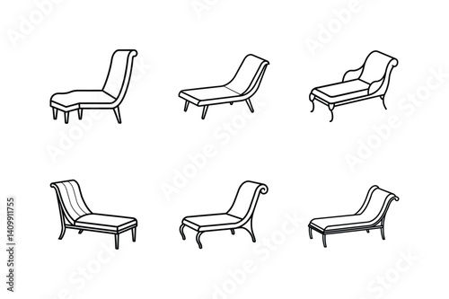 chaise seat line art vector illustration