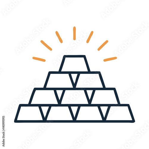 Gold Bars Icon Representing Wealth, Investment, or Precious Metal Assets