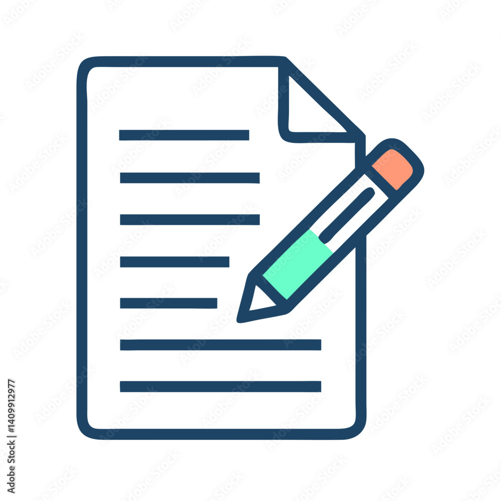 Document with Pencil Icon Representing Editing or Writing on a File