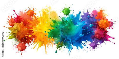 set of colorful paint explosion  isolated on white background PNG , AI GENERATED