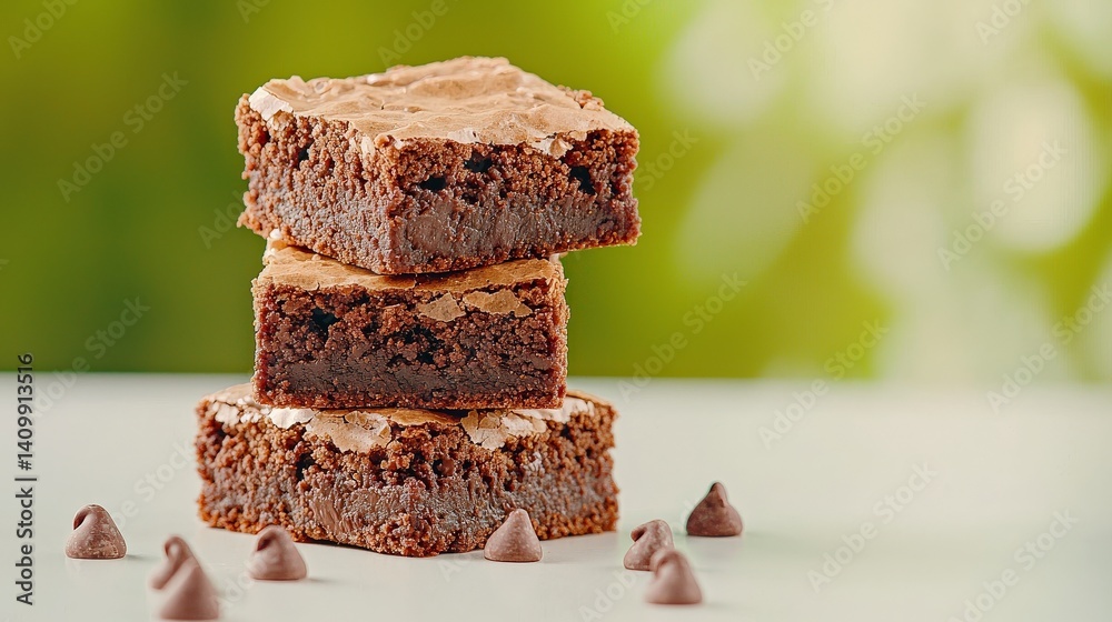Stacked Brownie Delights: A mouthwatering trio of rich, fudgy brownies is artfully stacked against a softly blurred backdrop. Deliciousness at its best. Stacked Brownie Delights: A mouthwatering trio of rich, fudgy brownies is artfully stacked against a softly blurred backdrop. Deliciousness at its best.