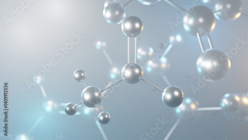 acetate molecular structure, 3d model molecule, salt structural chemical formula view from a microscope photo