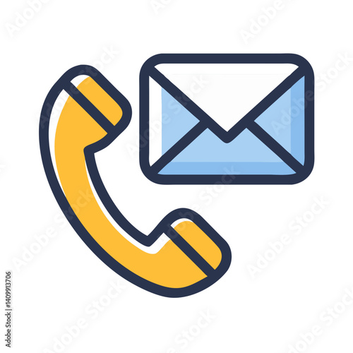 Telephone with Envelope Icon Representing Contact Communication via Call and Message