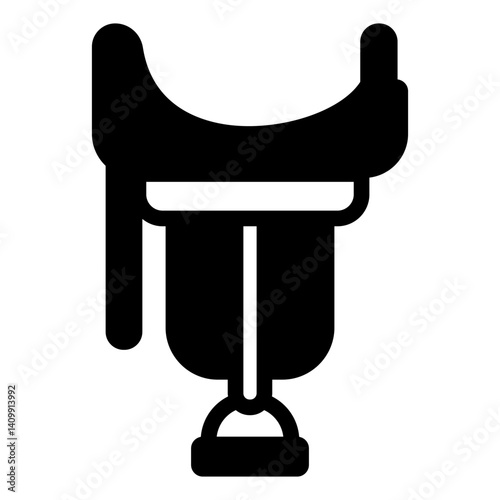 Saddle for horse riding solid icon, west desert concept. Vector graphics. Leather seat sign on white background, glyph style mobile or design.
