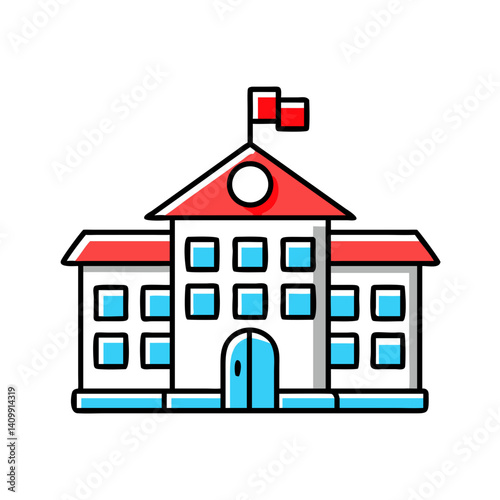 School building icon representing education and learning.